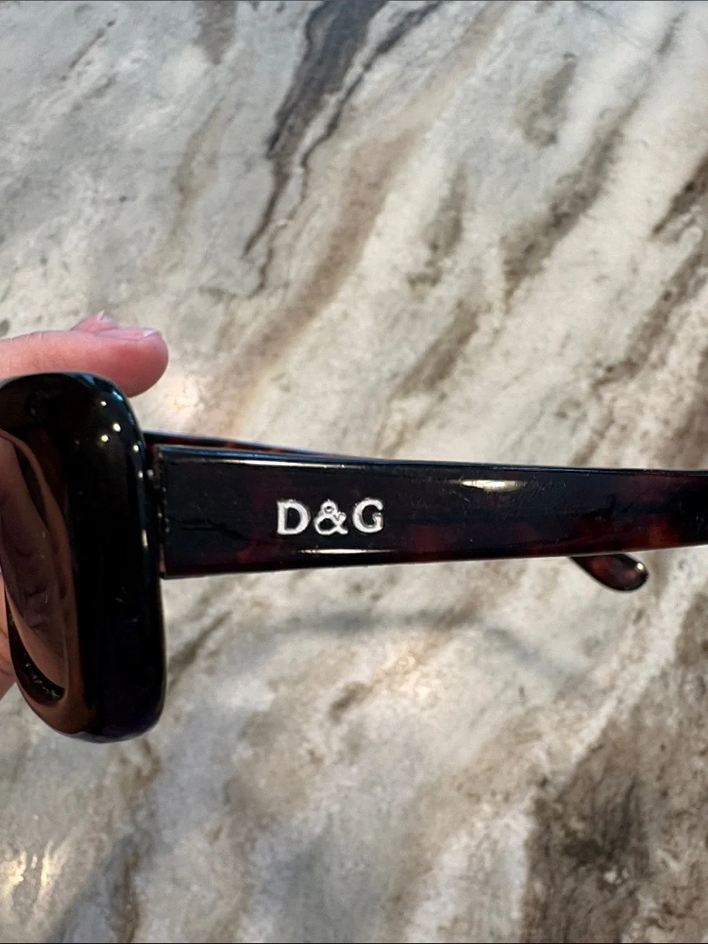 Vintage Designer Tortoiseshell Rectangular Women's Sunglasses - Dark Lenses